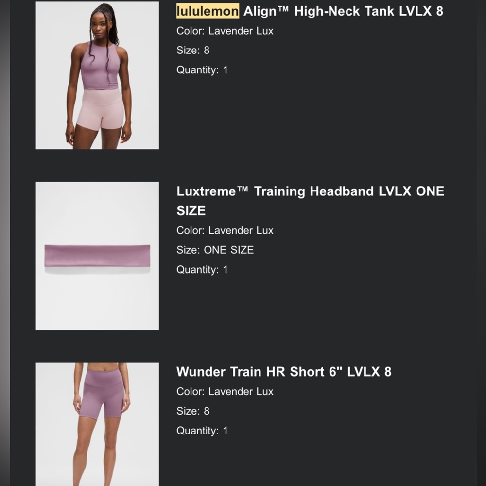Lululemon Lavender Purple Activewear Set